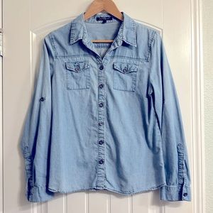 Button down denim blouse
